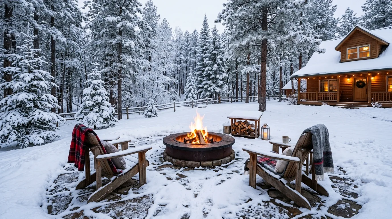 Snow-Covered Patio With Fire Pit